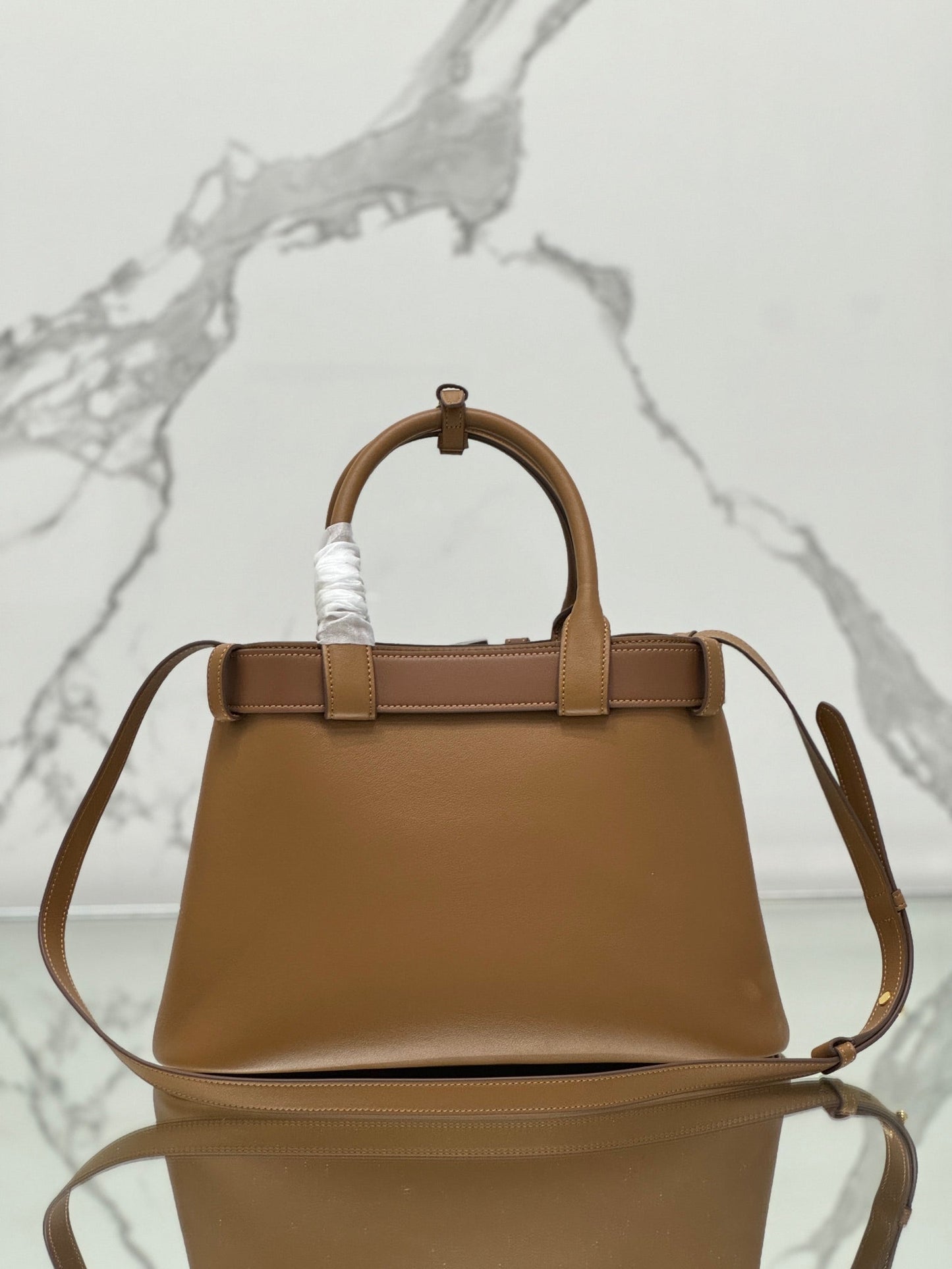 TOTE BAG WITH BELT 32 IN CIDER BROWN IMPORTED CALFSKIN mysite