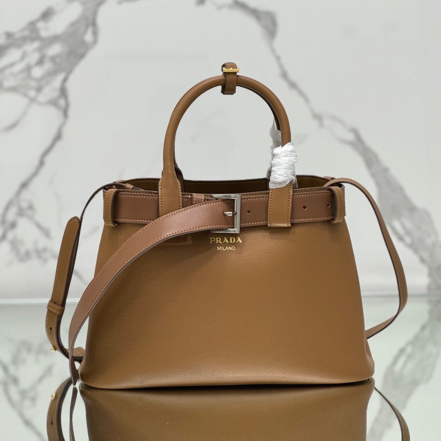 TOTE BAG WITH BELT 32 IN CIDER BROWN IMPORTED CALFSKIN mysite