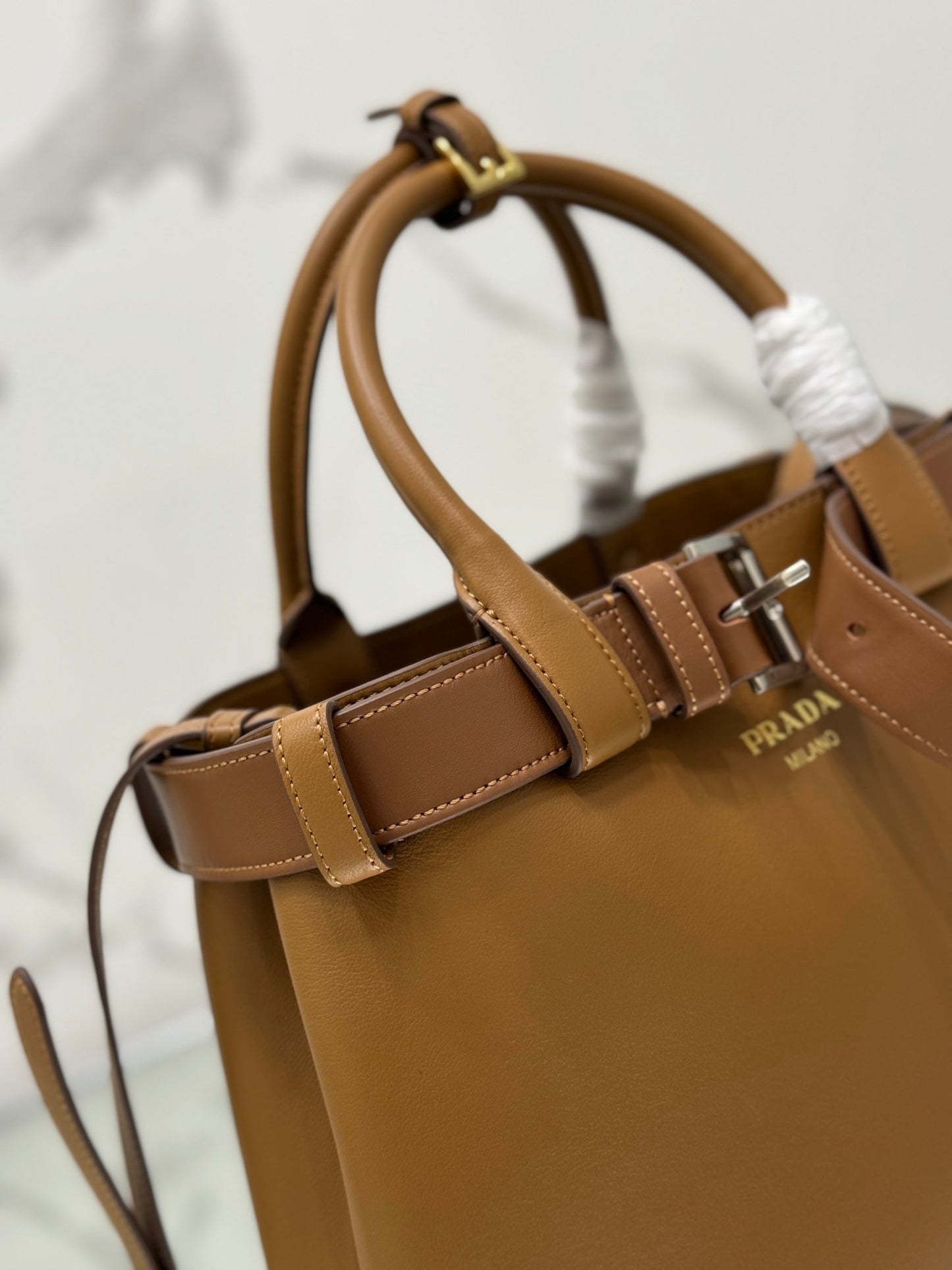 TOTE BAG WITH BELT 32 IN CIDER BROWN IMPORTED CALFSKIN mysite