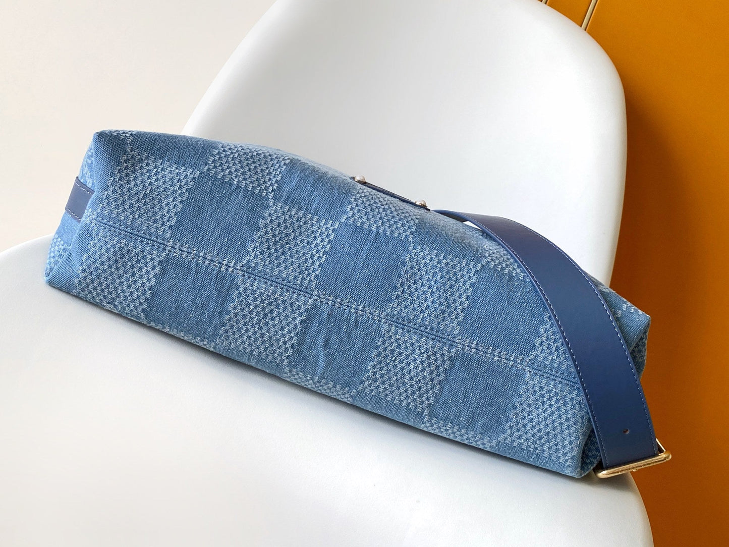 LV Vagabond Hobo 38cm Blue Cotton with 3D Damier Denim GHW mysite