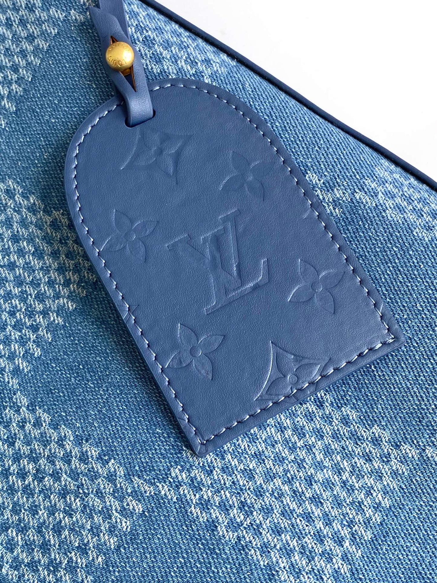 LV Vagabond Hobo 38cm Blue Cotton with 3D Damier Denim GHW mysite