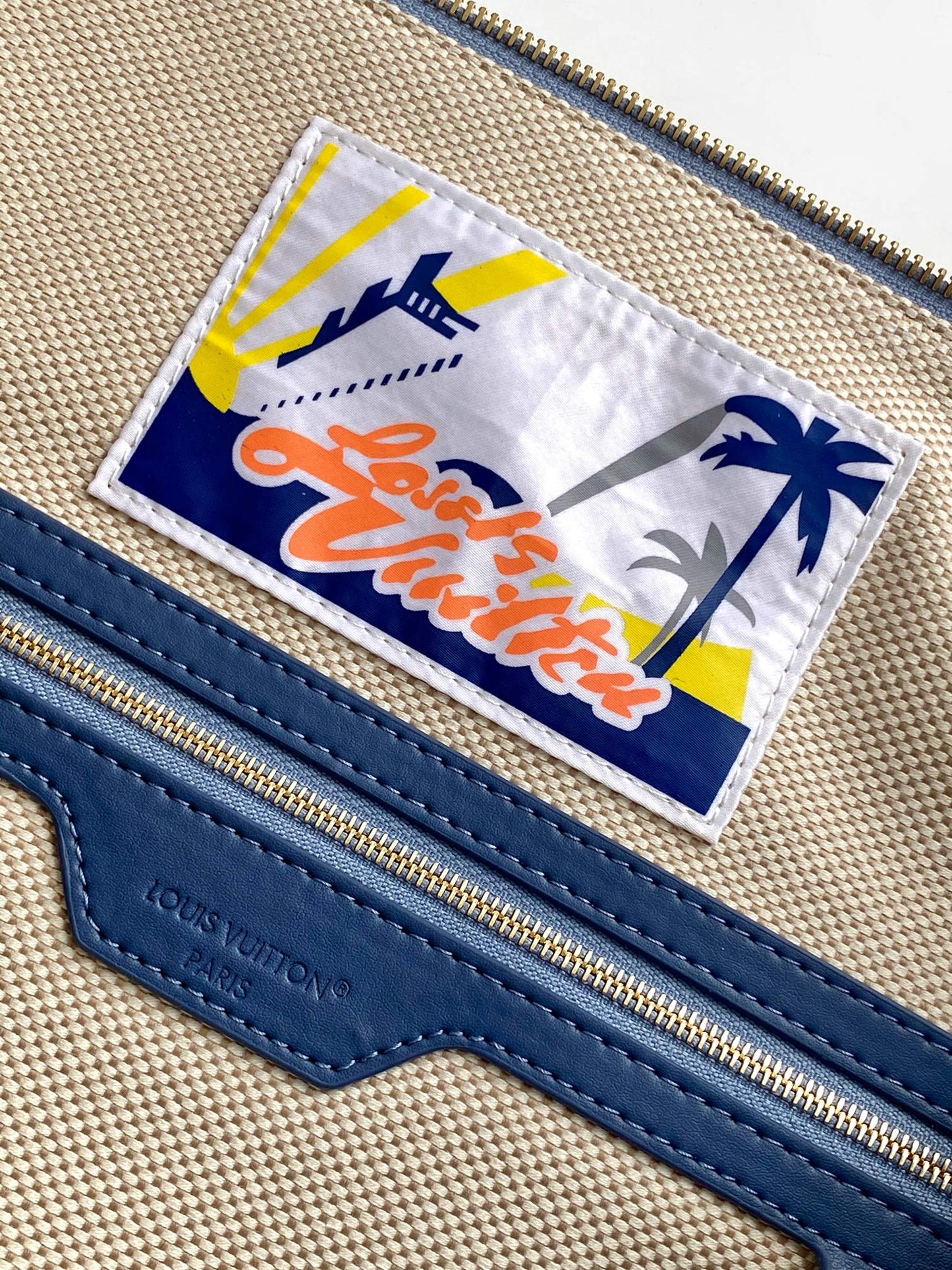 LV Vagabond Hobo 38cm Blue Cotton with 3D Damier Denim GHW mysite