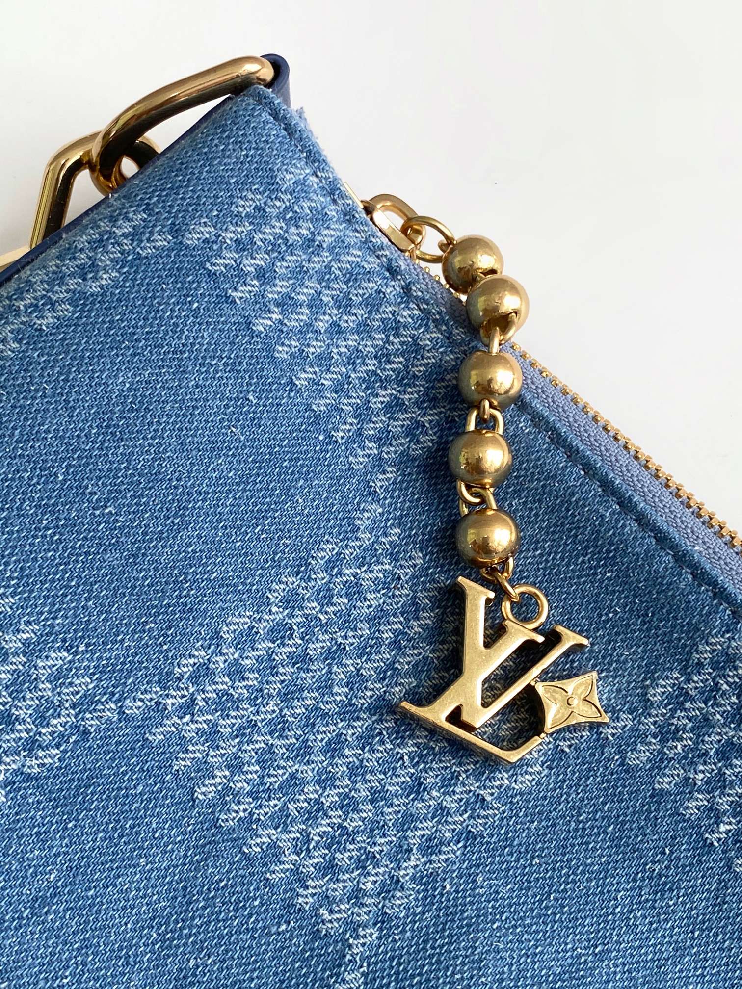 LV Vagabond Hobo 38cm Blue Cotton with 3D Damier Denim GHW mysite