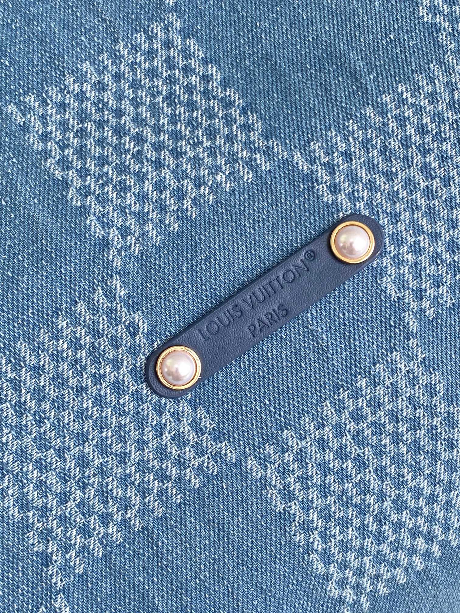 LV Vagabond Hobo 38cm Blue Cotton with 3D Damier Denim GHW mysite