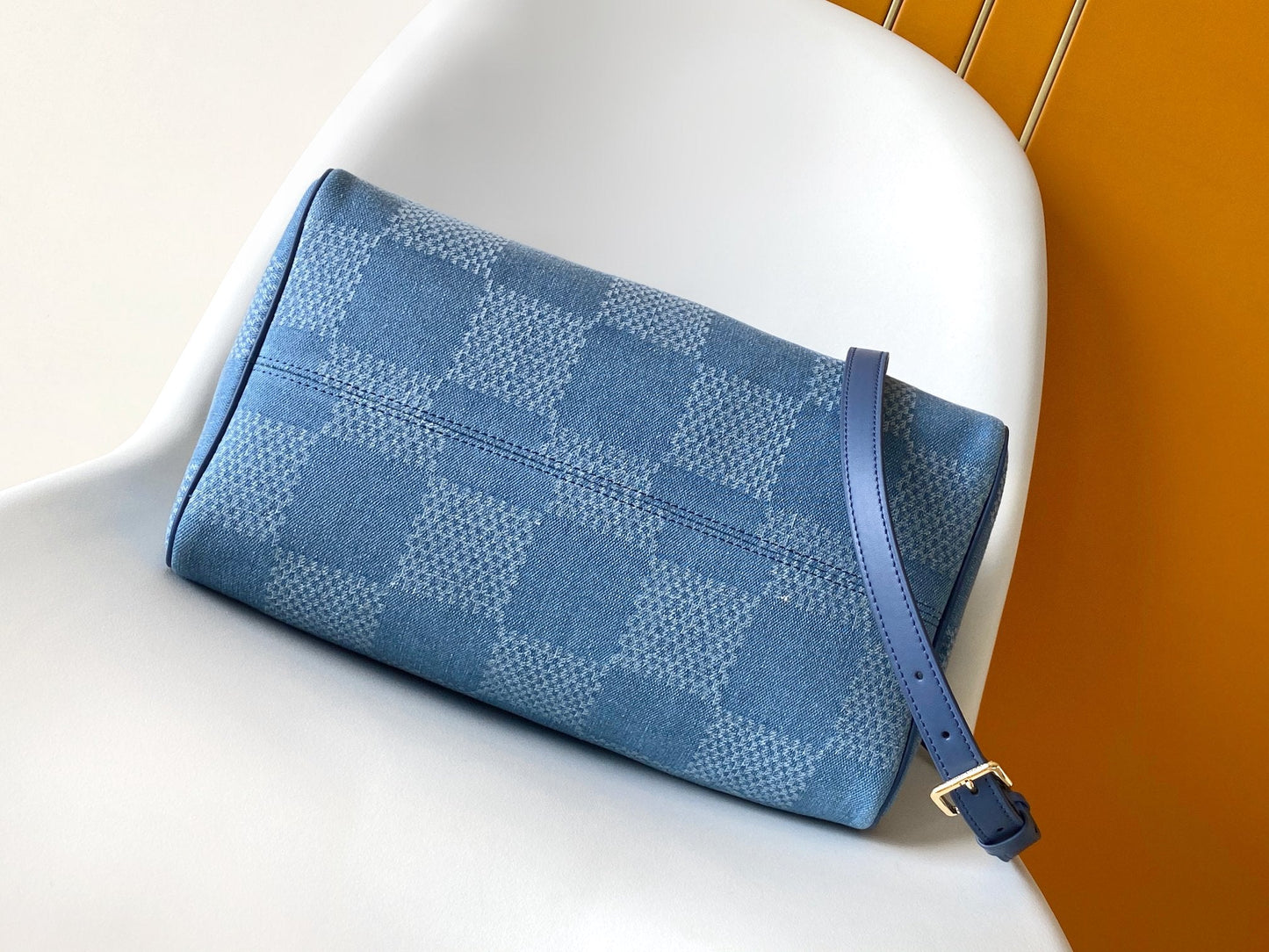 LV Speedy 30 Bandoulière Blue Cotton with 3D Damier Denim GHW mysite