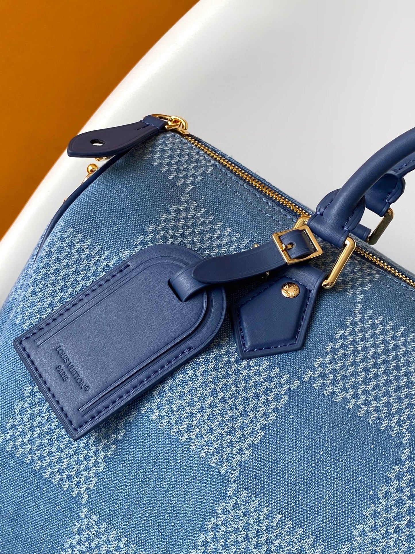 LV Speedy 30 Bandoulière Blue Cotton with 3D Damier Denim GHW mysite