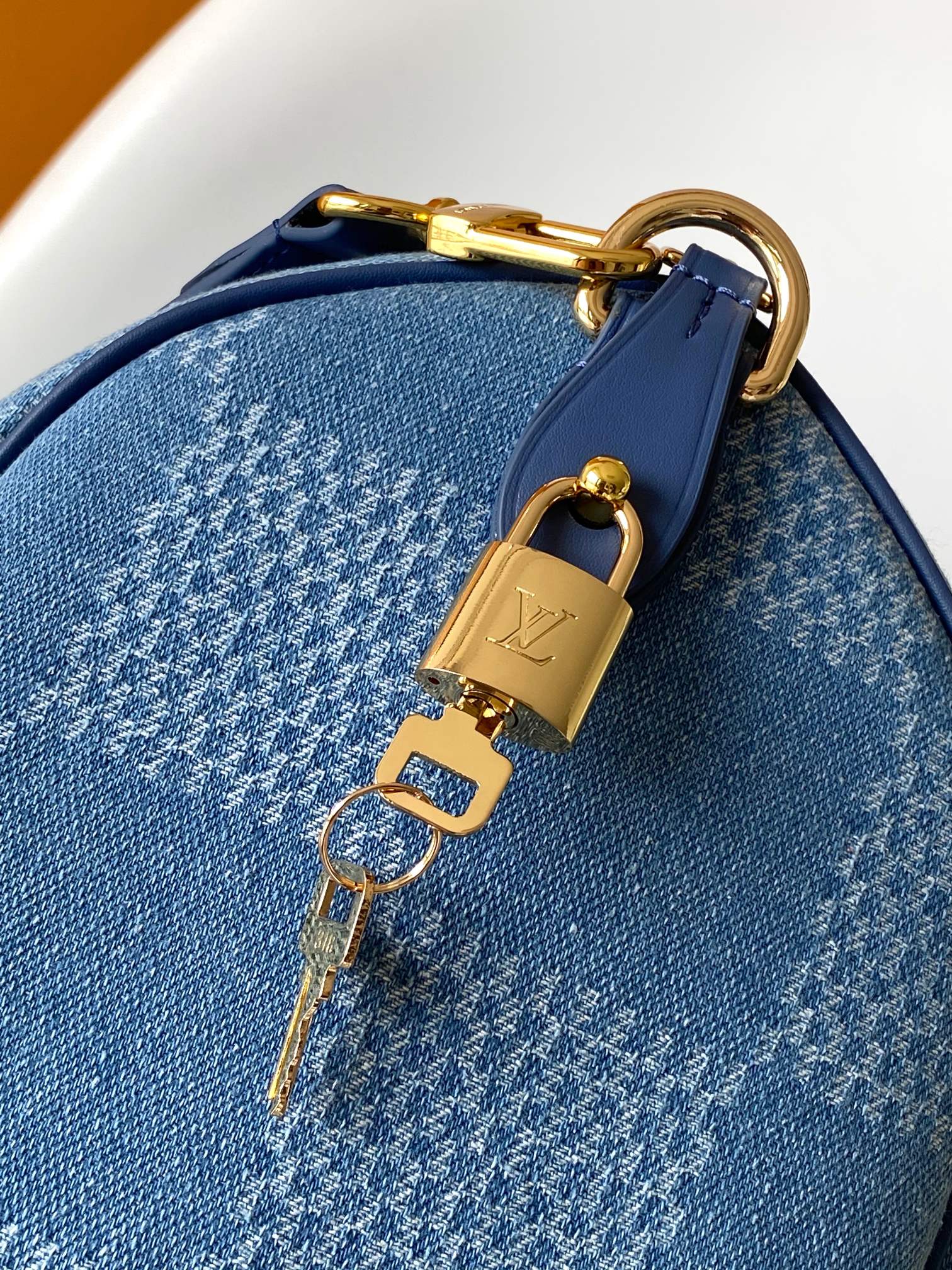 LV Speedy 30 Bandoulière Blue Cotton with 3D Damier Denim GHW mysite