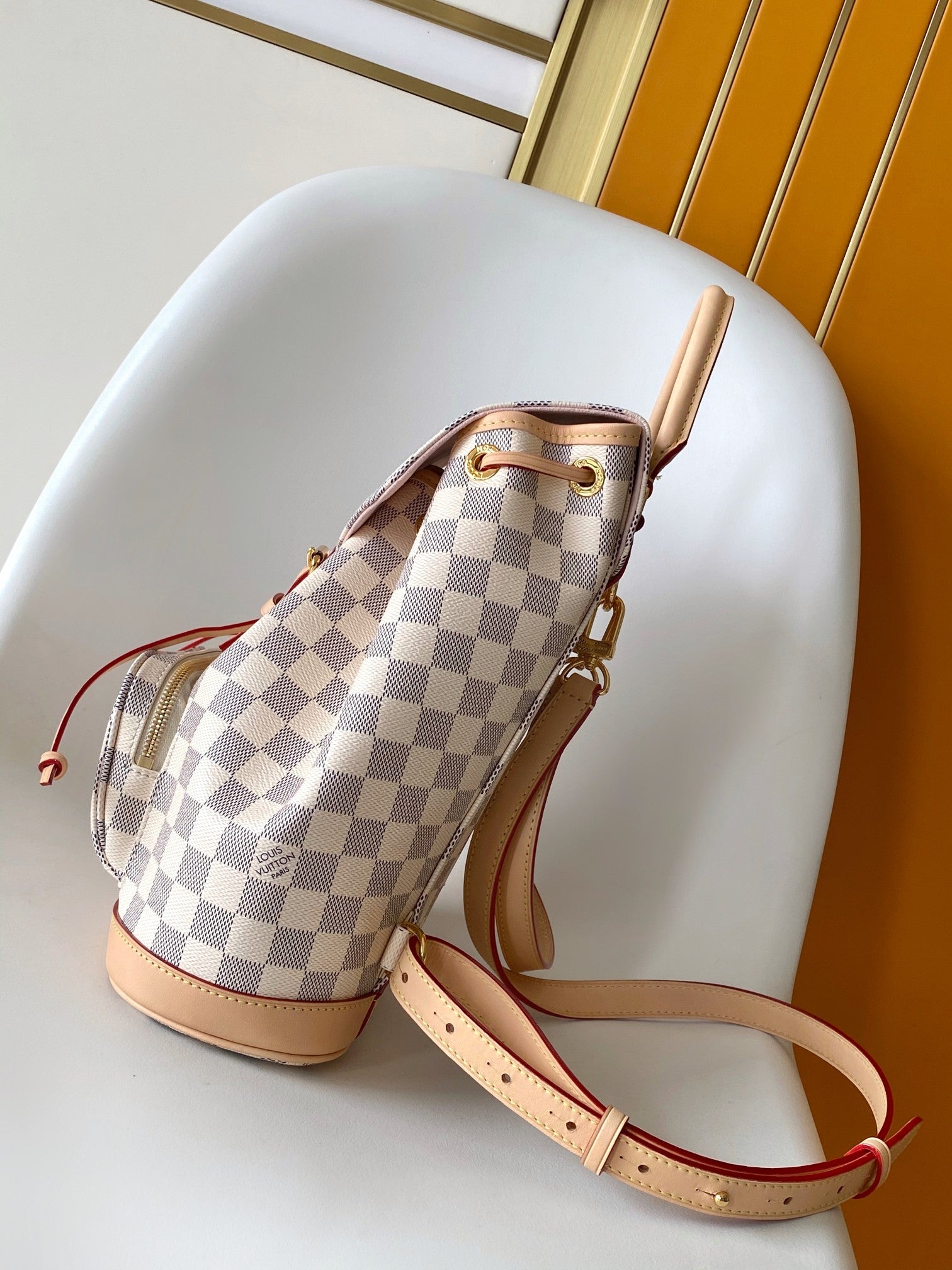 LV Montsouris PM Backpack Beige Damier Azur Pattern Canvas GHW mysite