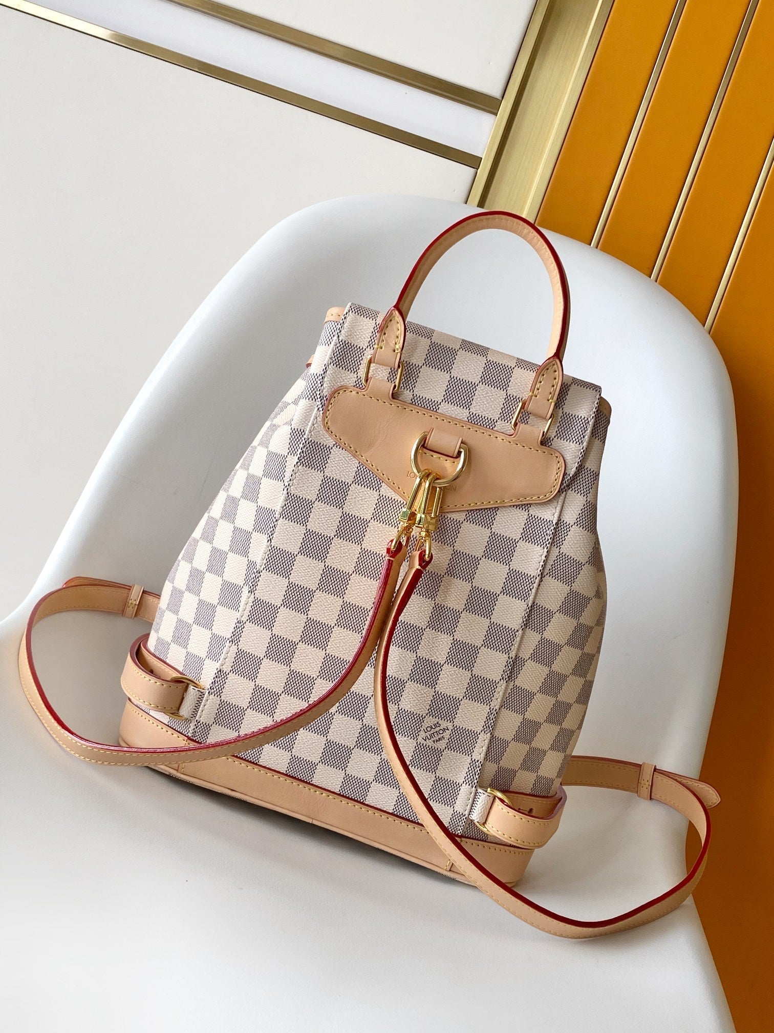 LV Montsouris PM Backpack Beige Damier Azur Pattern Canvas GHW mysite