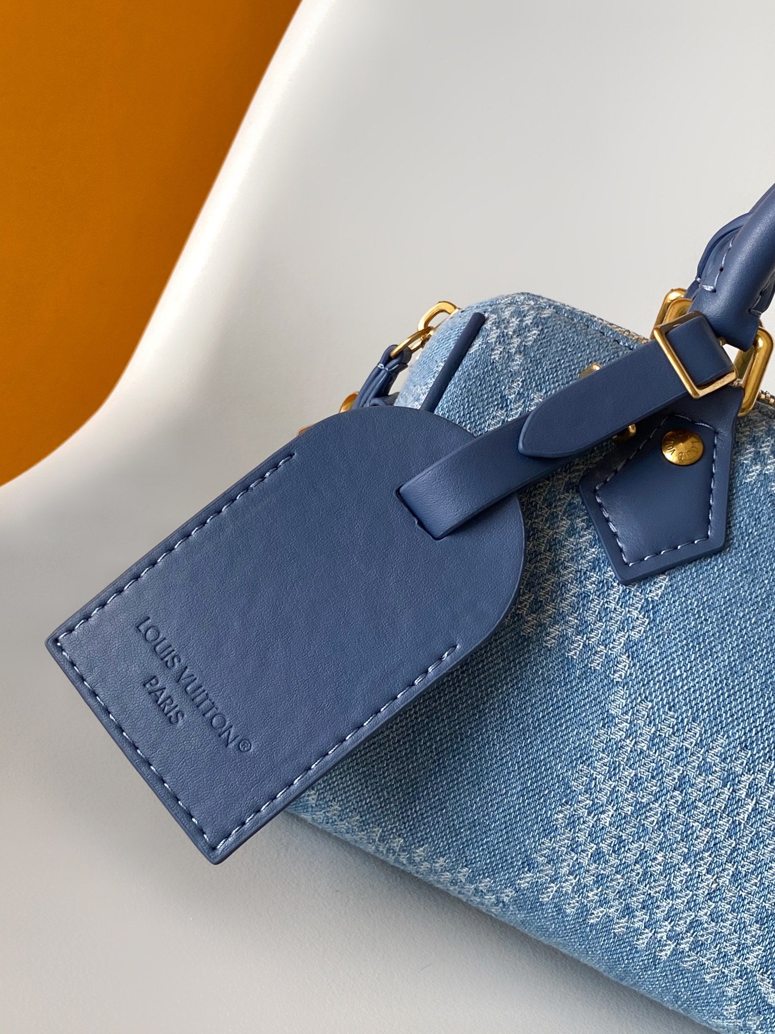 LV Speedy 18 Bandoulière Blue Cotton with 3D Damier Denim GHW mysite