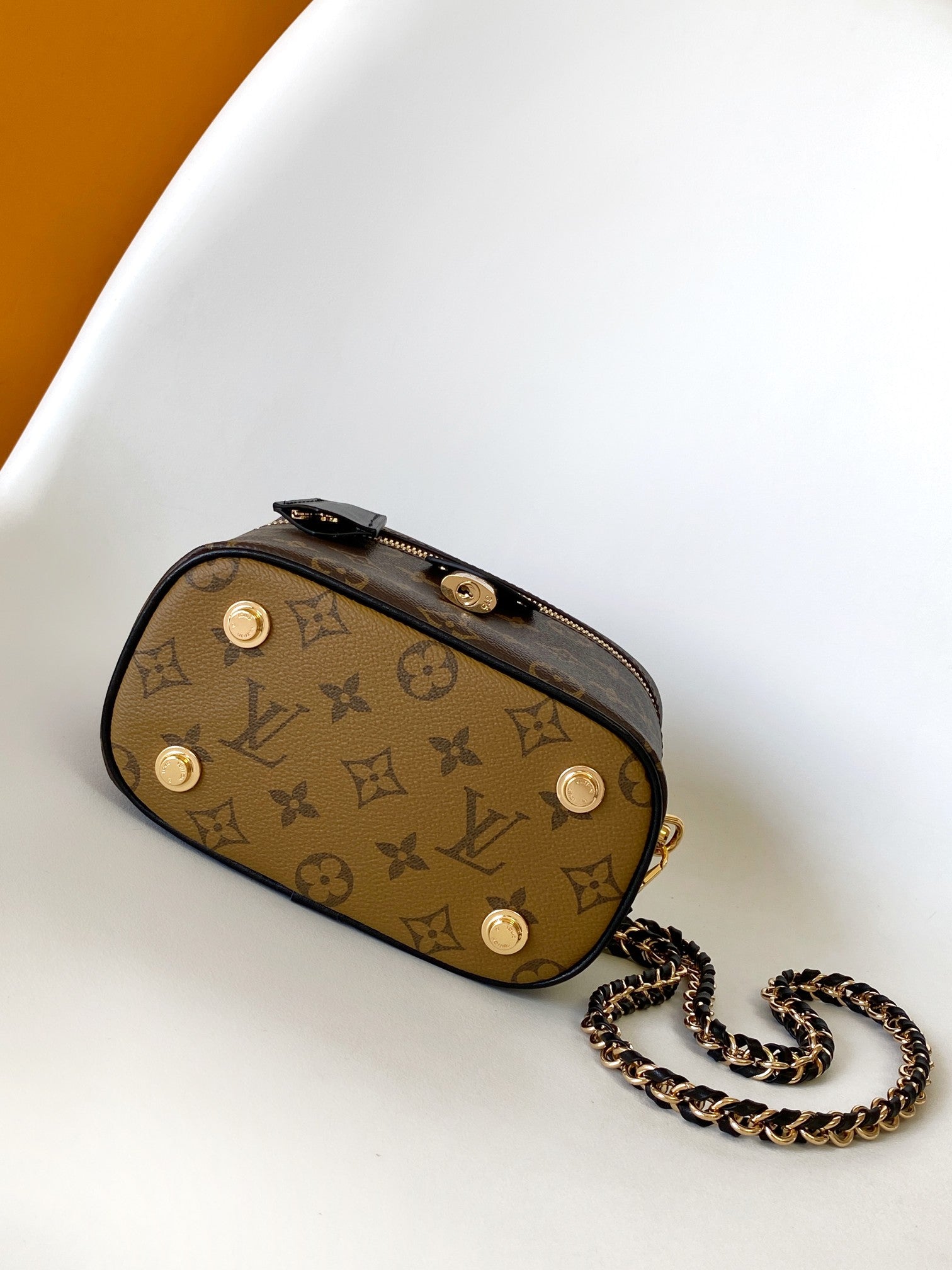 LV M47128 Vanity PM 13cm with Chain Brown Monogram Canvas & Cafskin GHW mysite