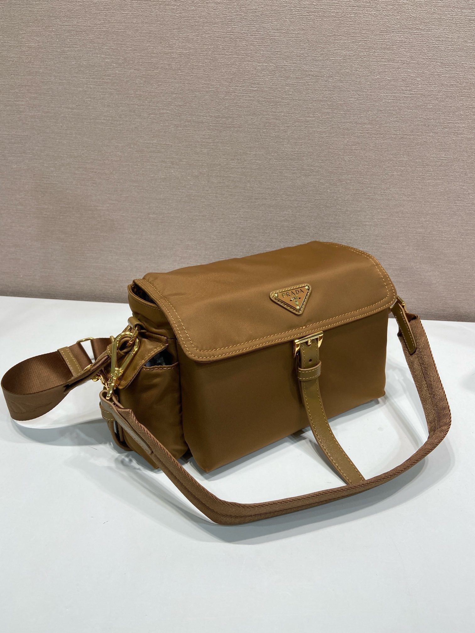 PRA Shoulder Bag Brown Re-Nylon and Saffiano Leather mysite