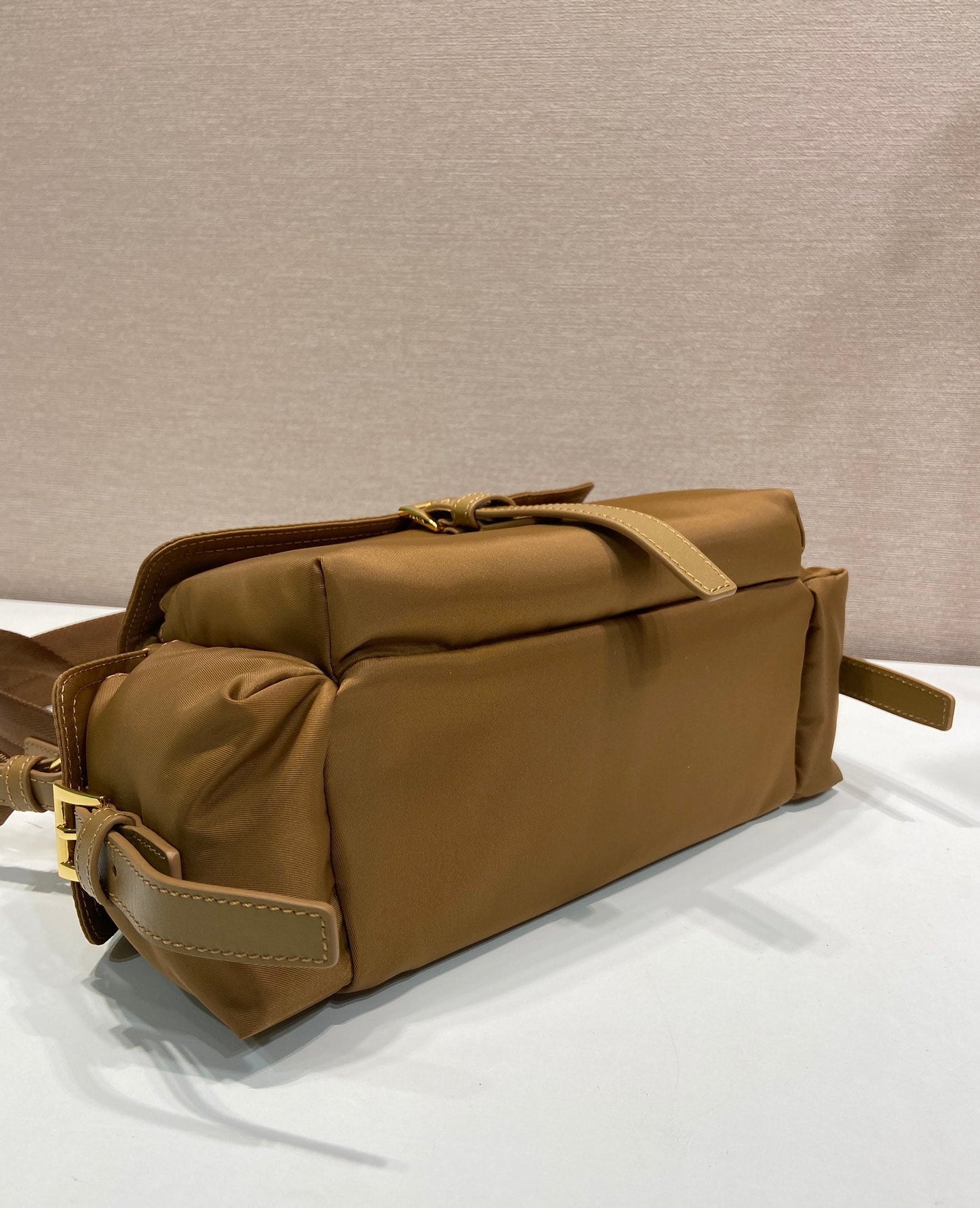 PRA Shoulder Bag Brown Re-Nylon and Saffiano Leather mysite