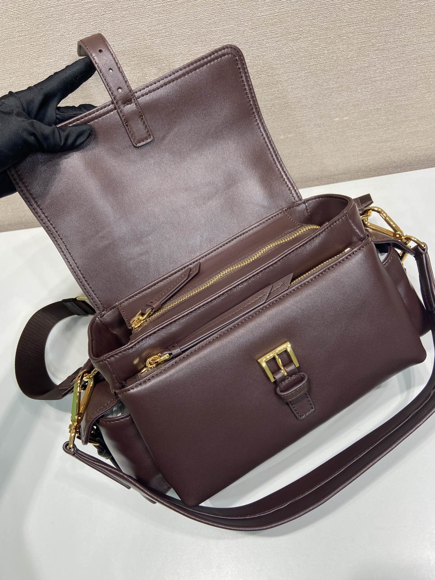 PRA Shoulder Bag Dark Brown Sheepskin 341138 mysite