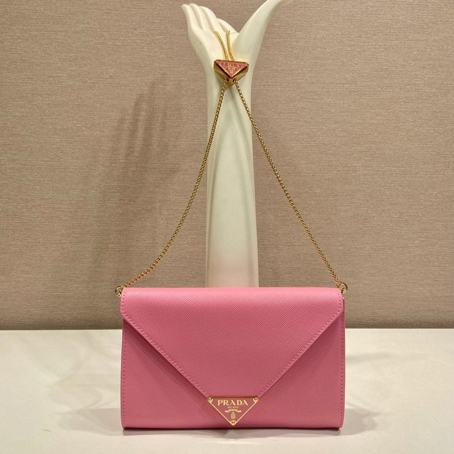 PRA Cross pattern envelope bag pink leather 341153 mysite