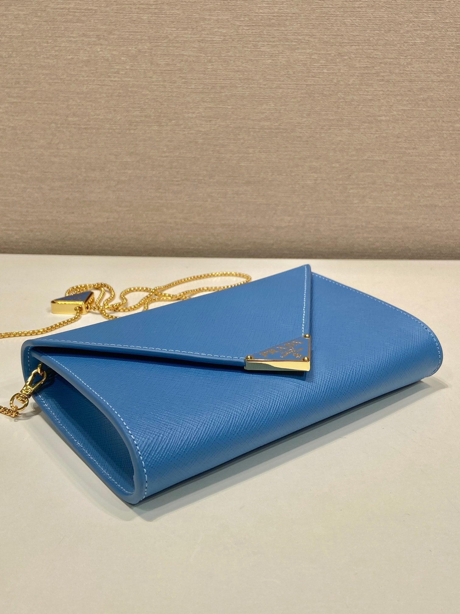PRA Cross pattern envelope bag blue leather 341158 mysite