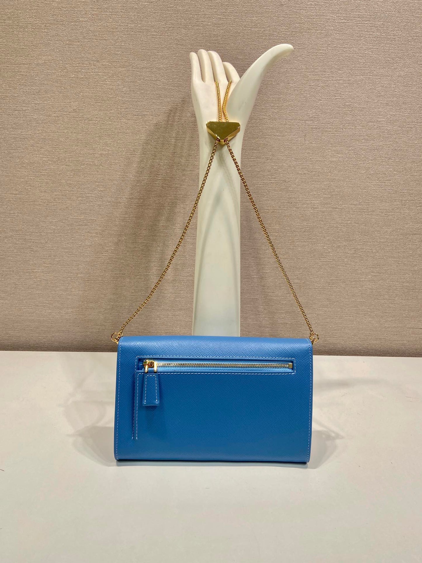 PRA Cross pattern envelope bag blue leather 341158 mysite
