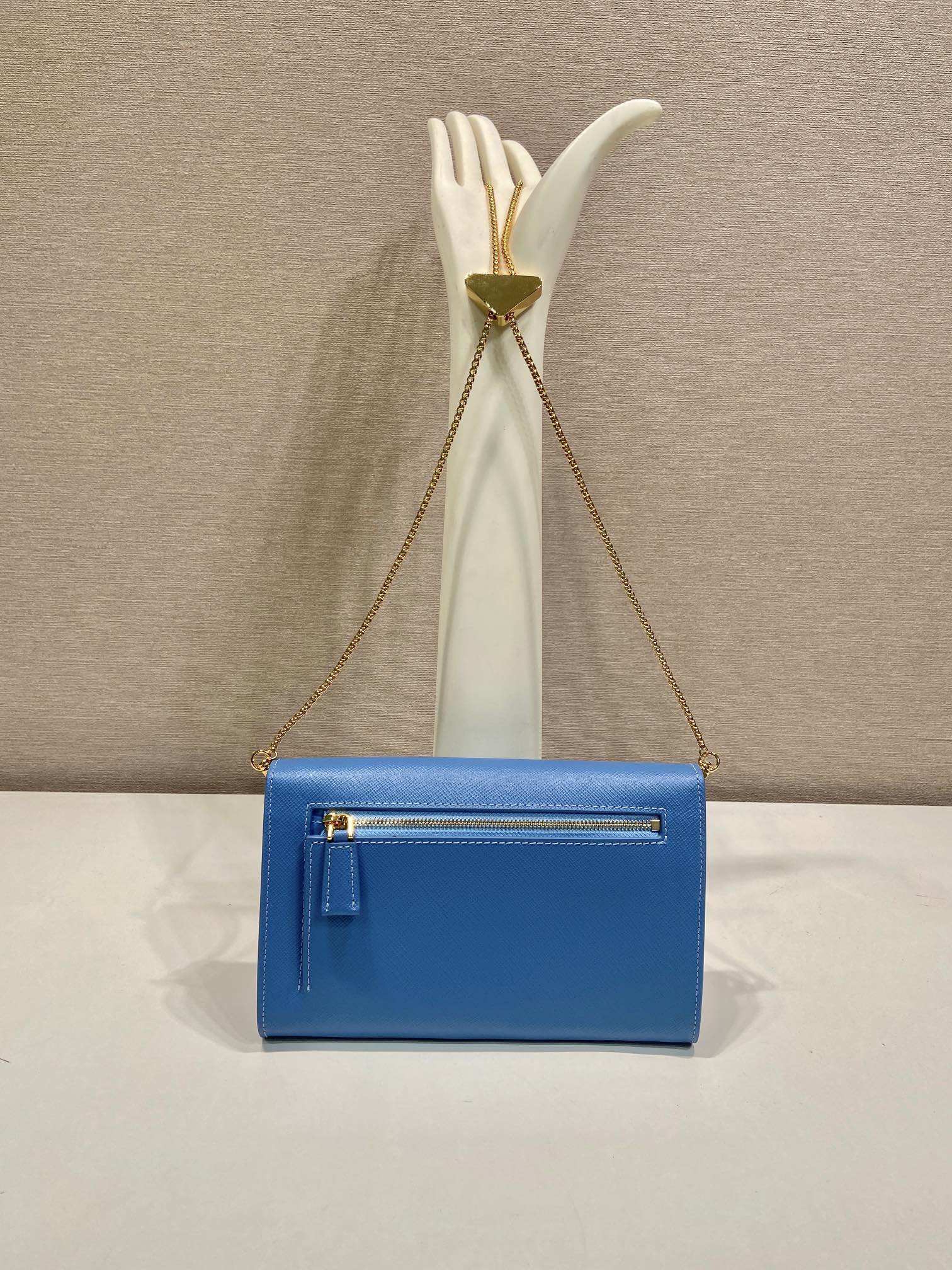 PRA Cross pattern envelope bag blue leather 341158 mysite
