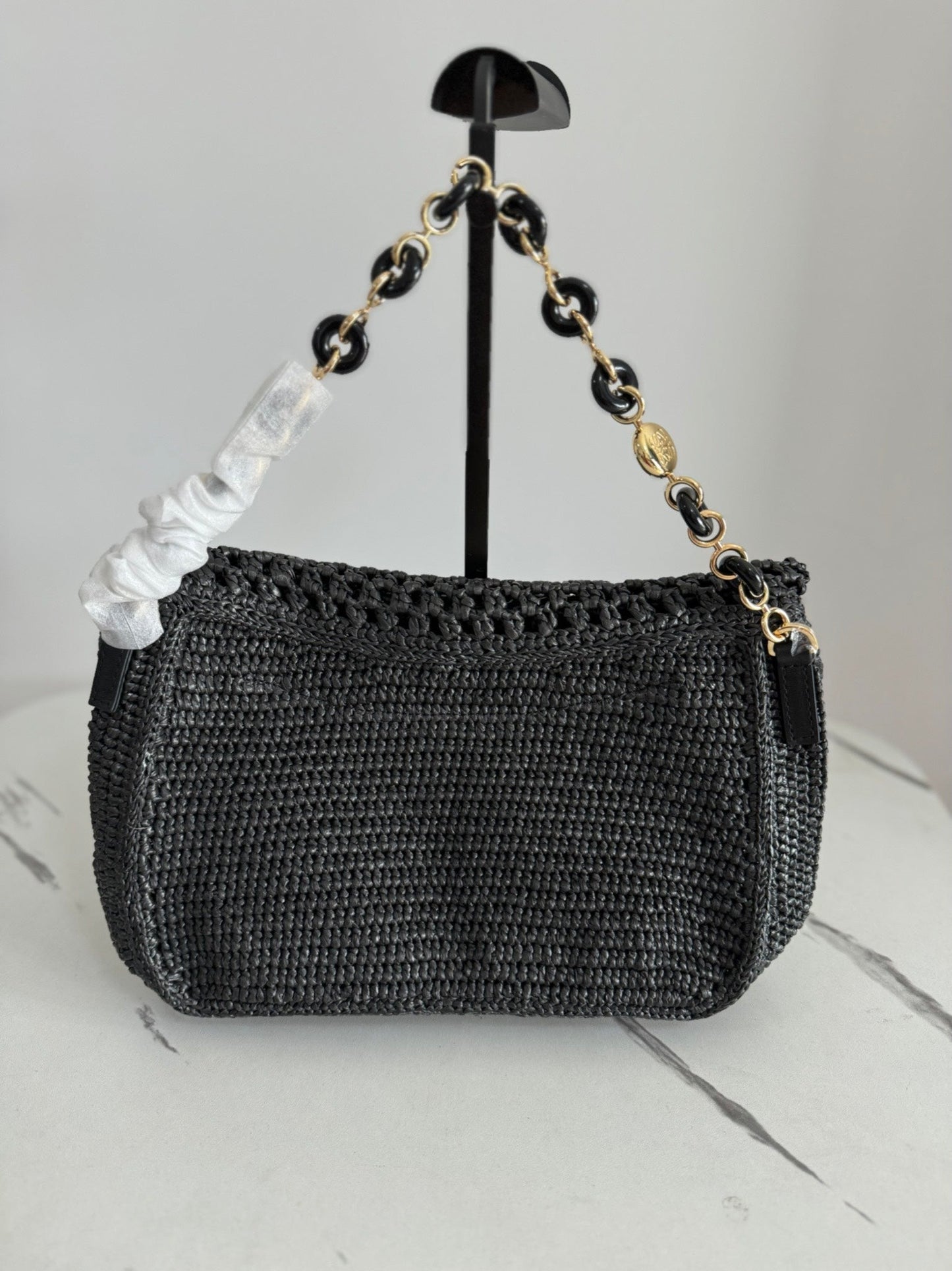 Loewe Medium Ola Bag 26 Black Raffia mysite
