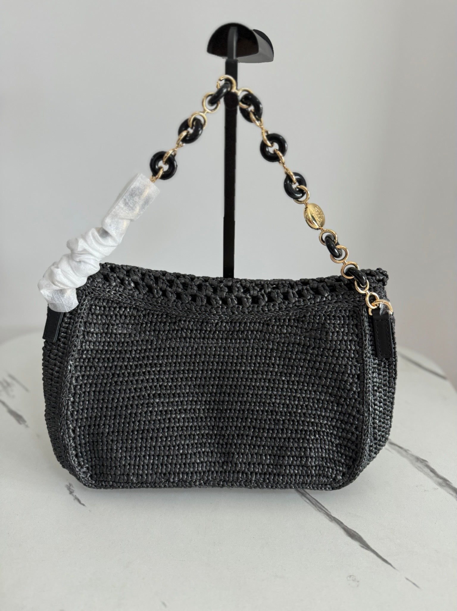 Loewe Medium Ola Bag 26 Black Raffia mysite
