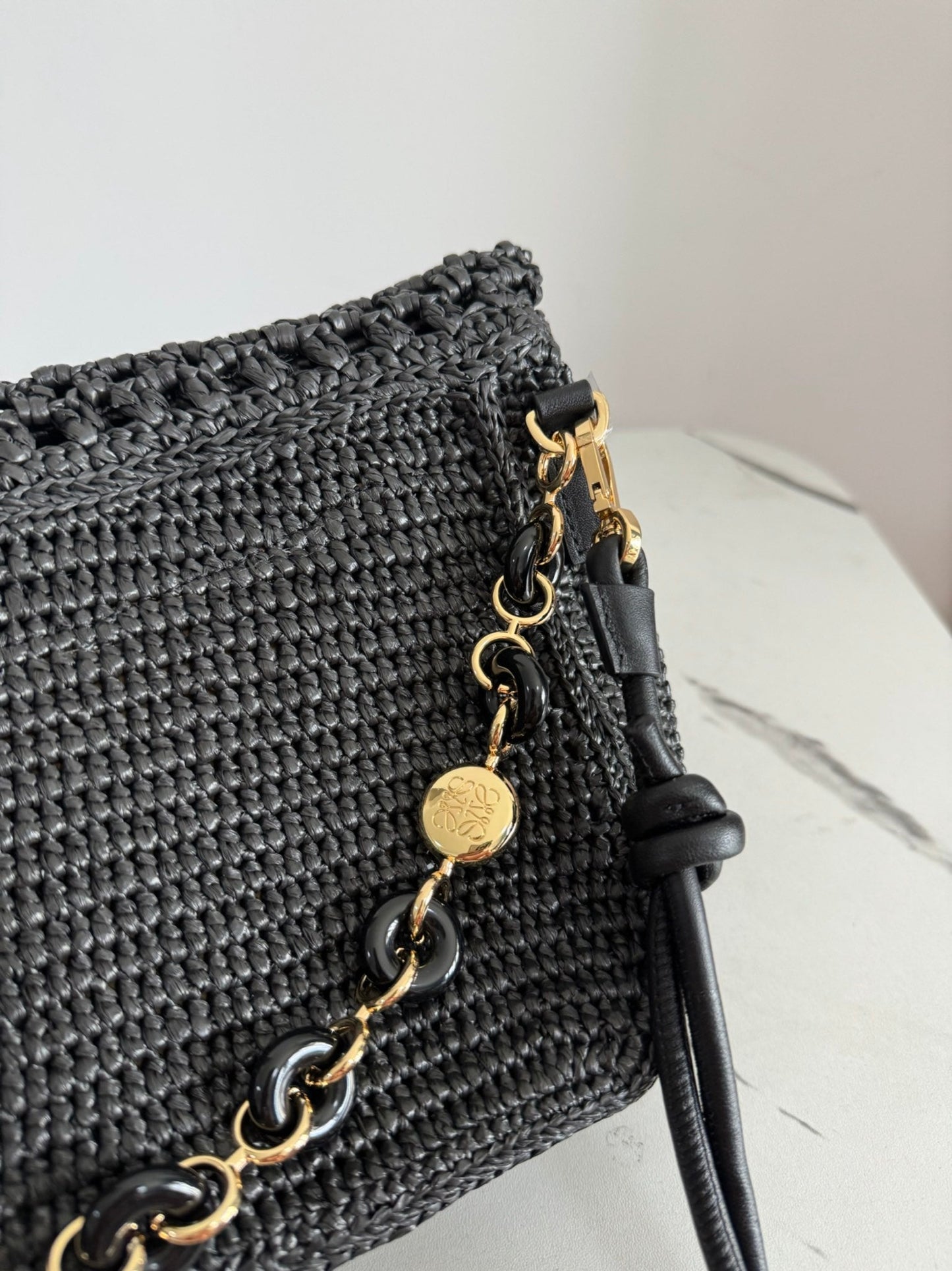 Loewe Medium Ola Bag 26 Black Raffia mysite
