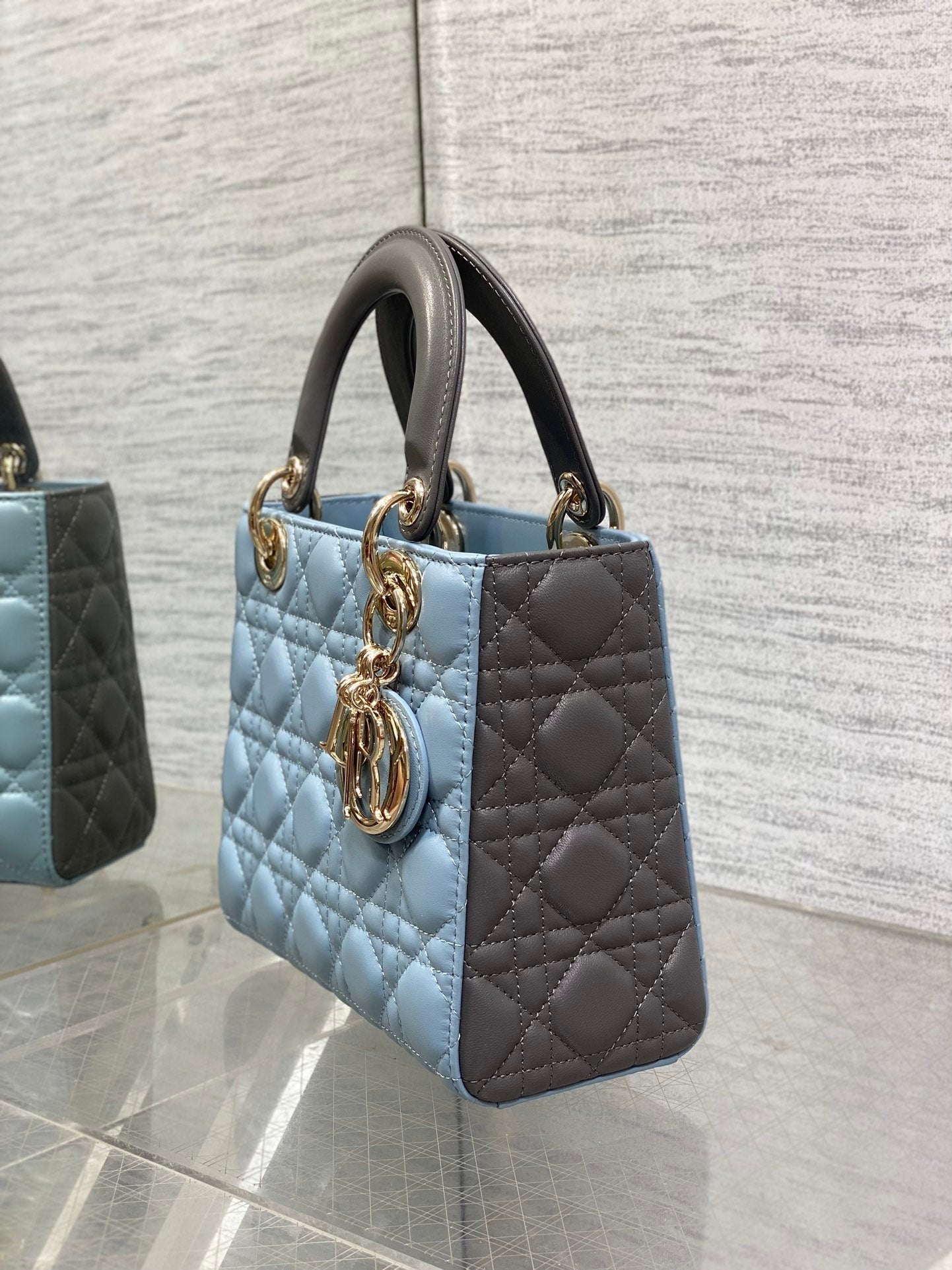 CD Lady Dior Bag Blue Grey Sheepskin 214235 mysite