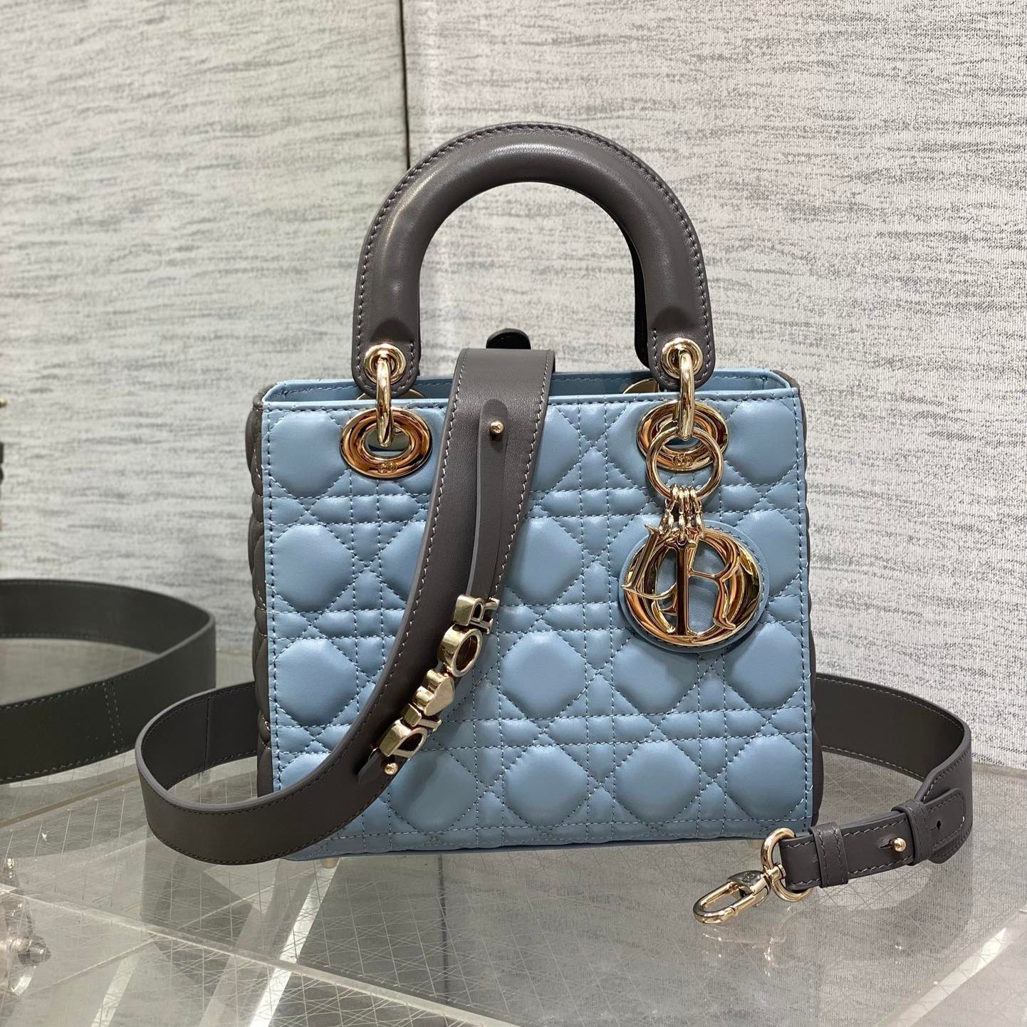 CD Lady Dior Bag Blue Grey Sheepskin 214235 mysite