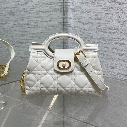 CD Jolie Top Handle Mini Bag 18.5cm White Cannage Lambskin GHW mysite