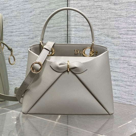 CD 26SS Bow-Adorned Bag Light Gray Calfskin 272509 mysite