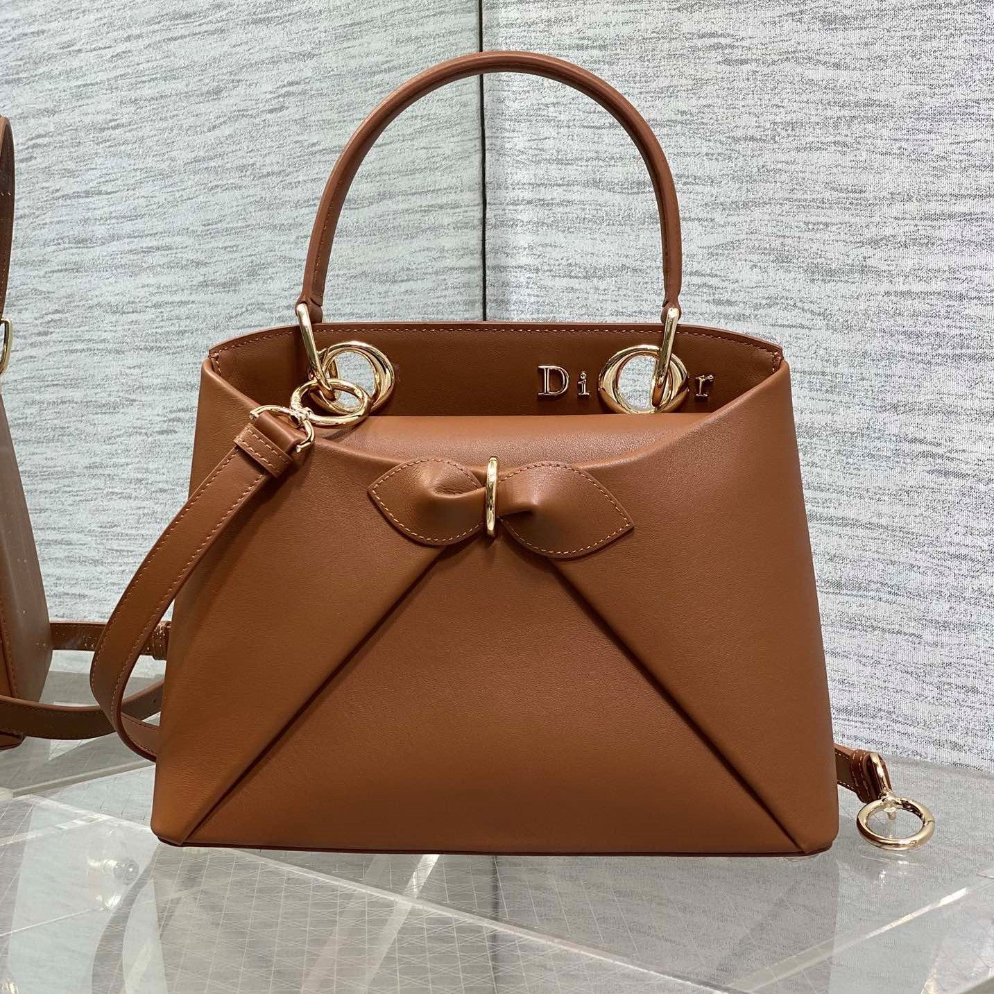 CD 26SS Bow-Adorned Bag Brown Calfskin 272511 mysite