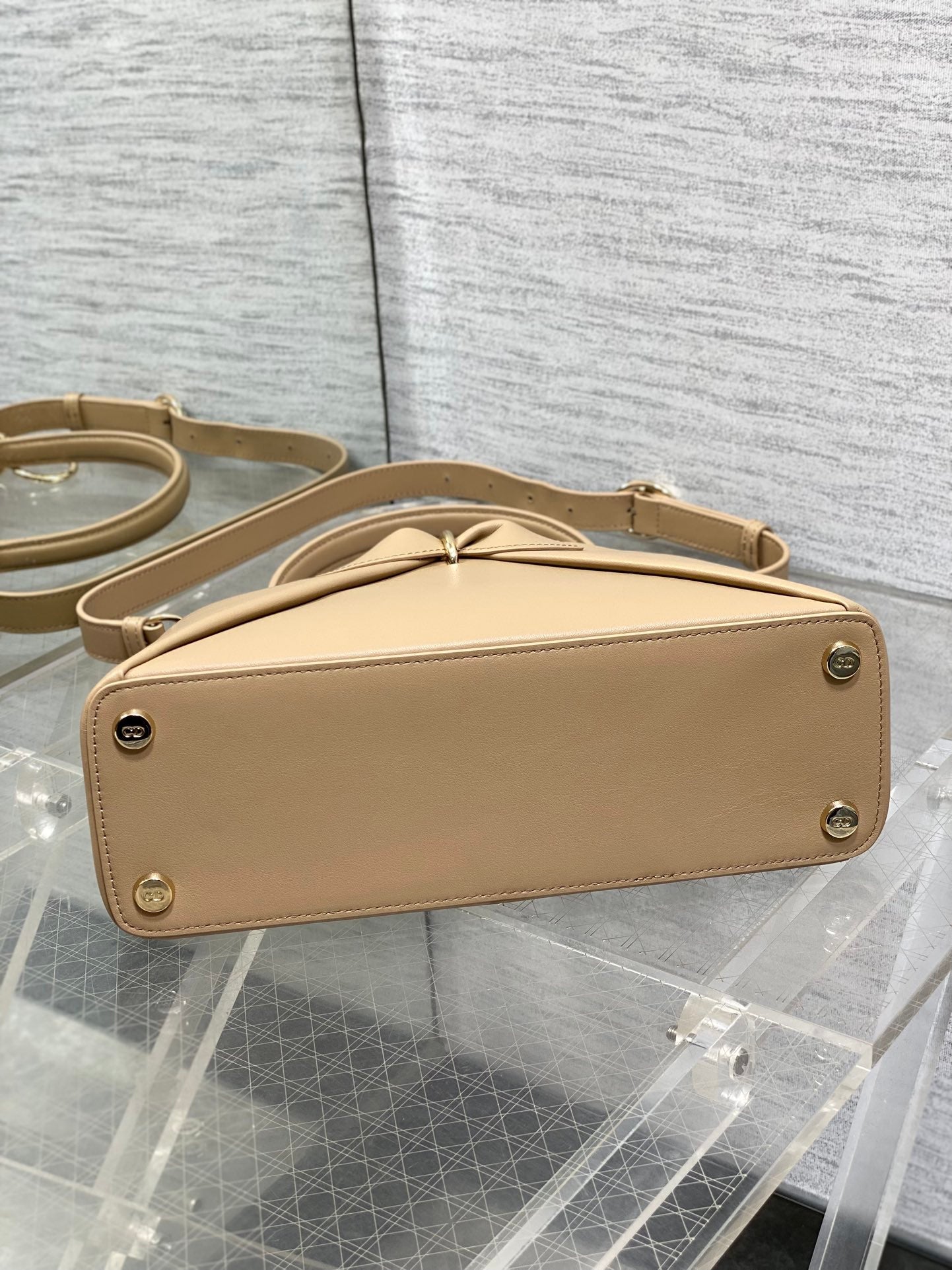 CD 26SS Bow-Adorned Bag Khaki Brown Calfskin 272513 mysite