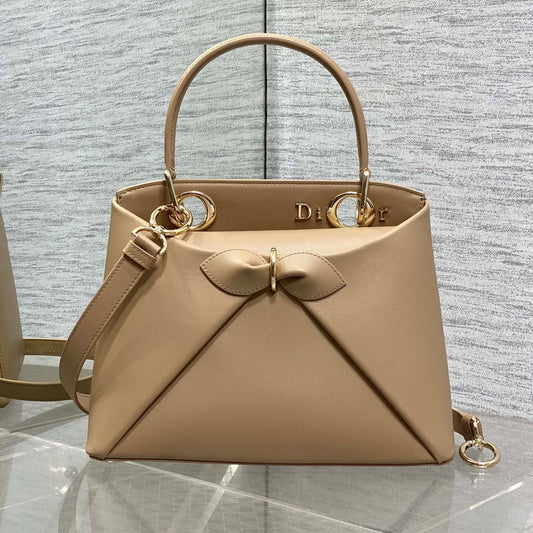 CD 26SS Bow-Adorned Bag Khaki Brown Calfskin 272513 mysite