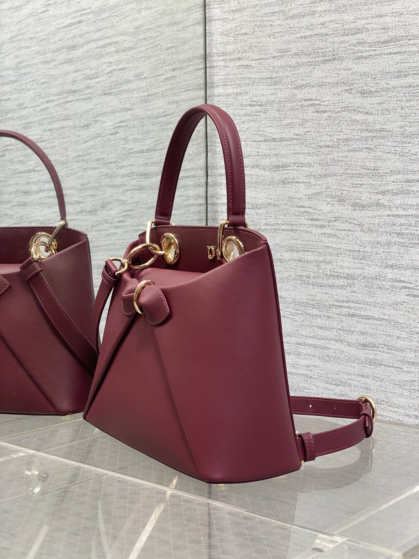 CD 26SS Bow-Adorned Bag Burgundy Calfskin 272517 mysite