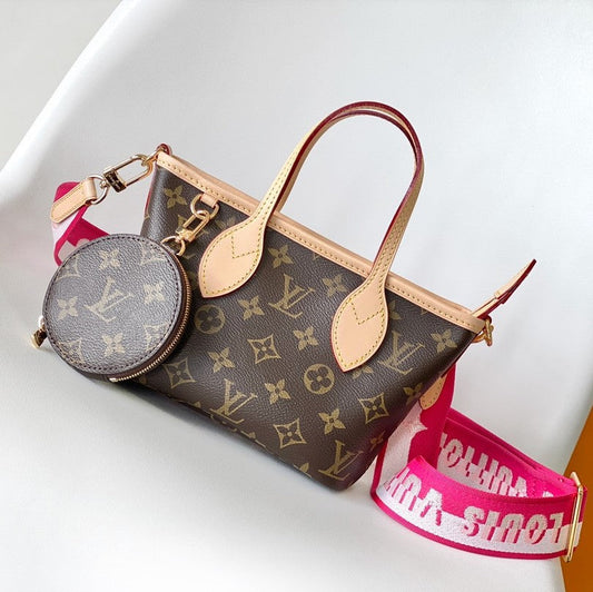 LV Neverfull BB Bag 24cm Brown Rose Red Monogram Canvas & Cowhide mysite
