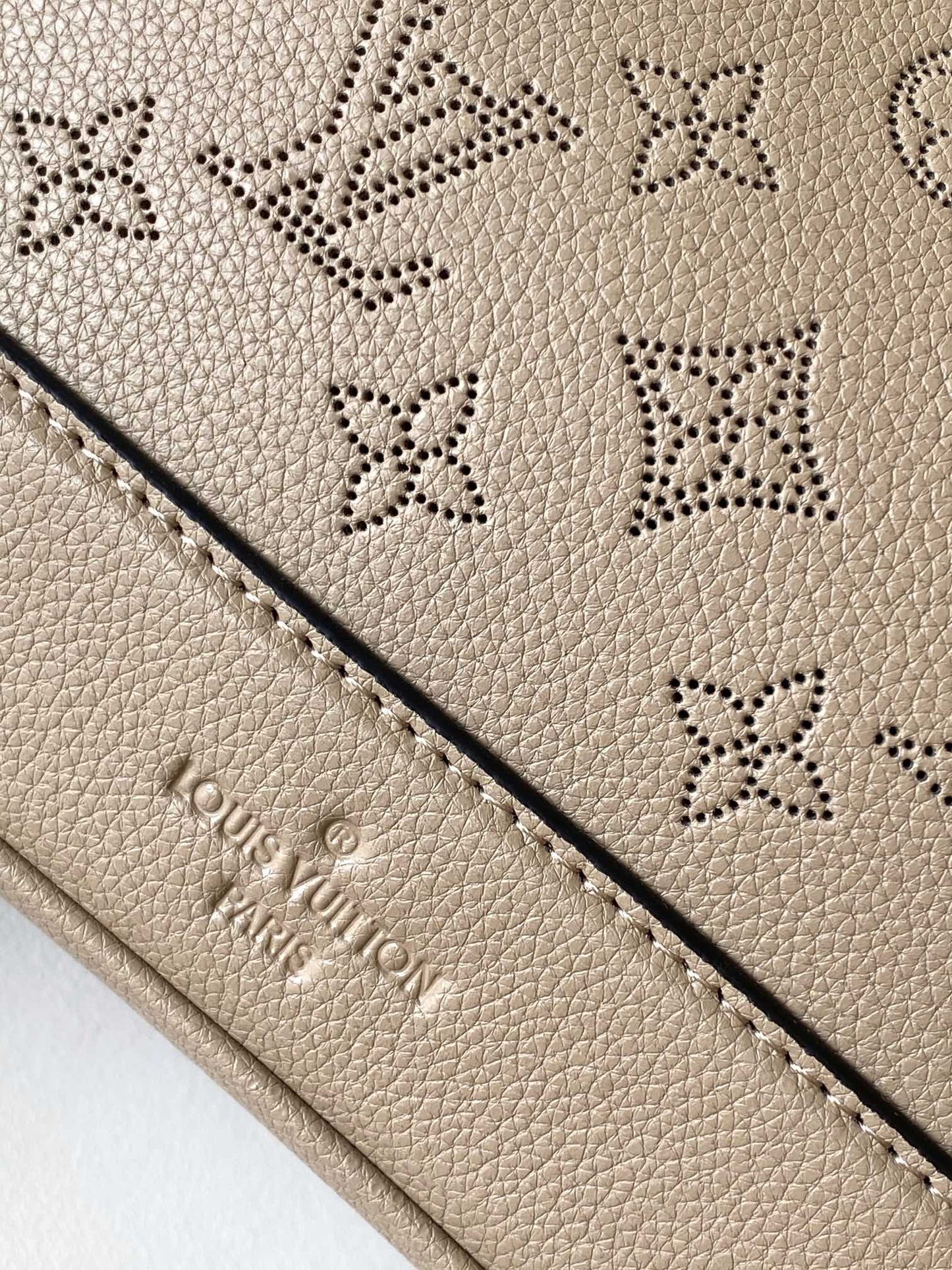 LV M12140 Flore Handbag 28cm Galet Gray Monogram Perforated Cowhide mysite