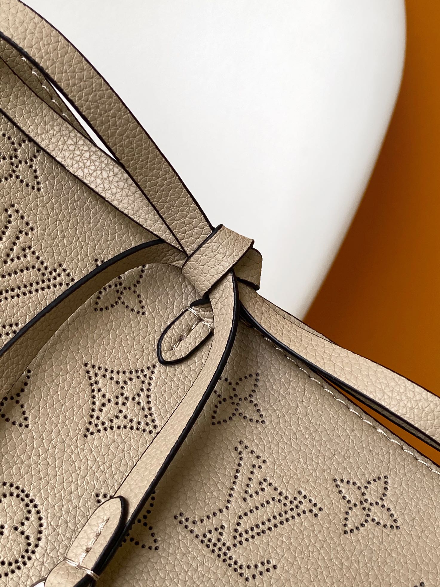 LV M12140 Flore Handbag 28cm Galet Gray Monogram Perforated Cowhide mysite