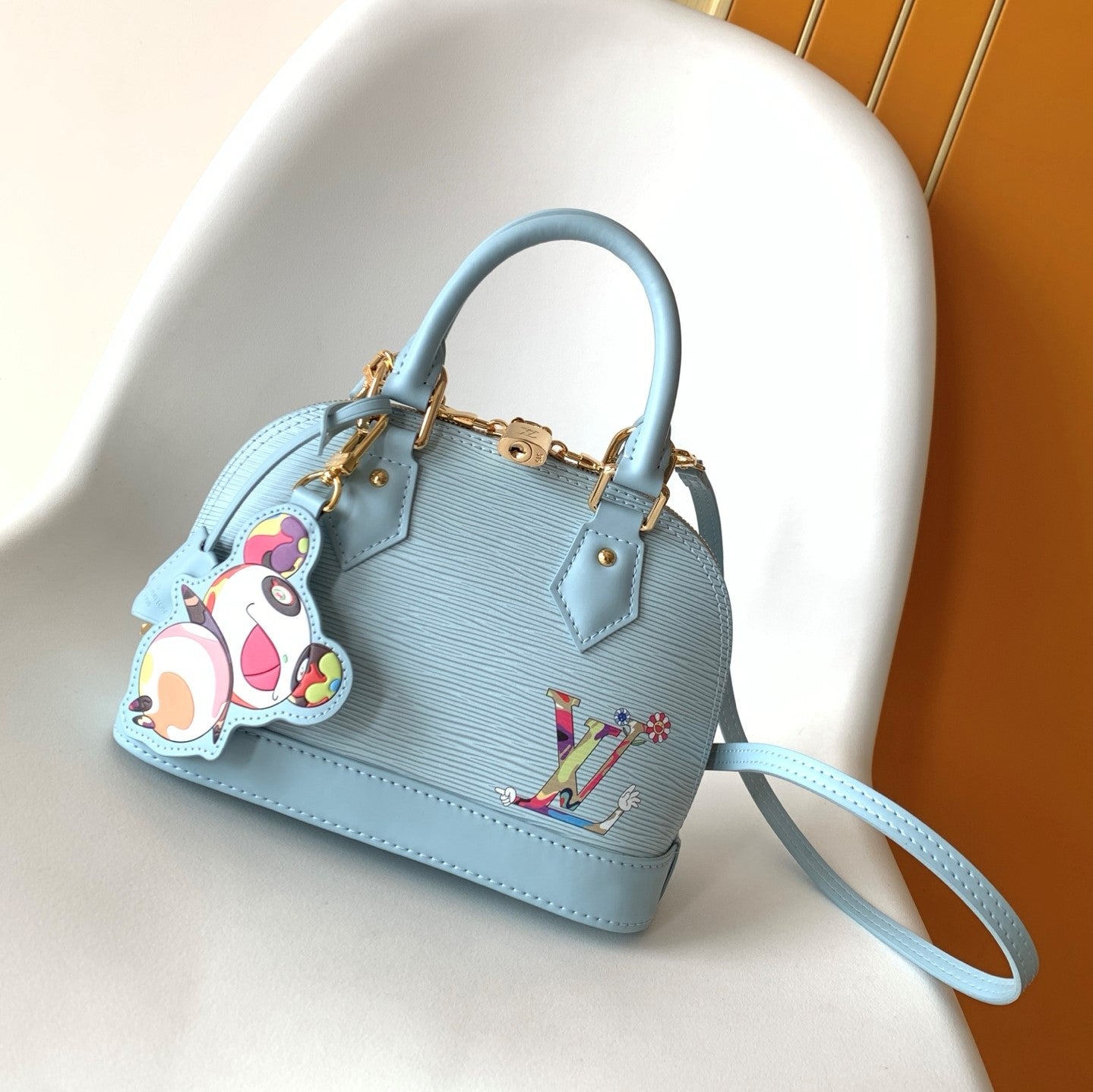 LV x TM Alma BB M13670 Handbag 23.5cm Light Blue Epi Grained Cowhide mysite