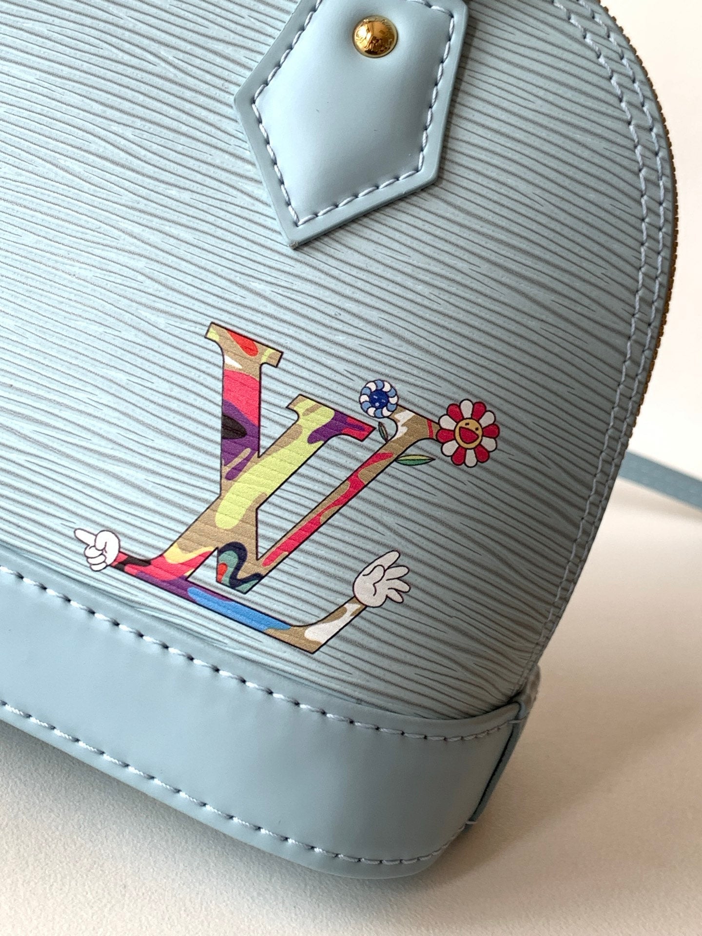 LV x TM Alma BB M13670 Handbag 23.5cm Light Blue Epi Grained Cowhide mysite