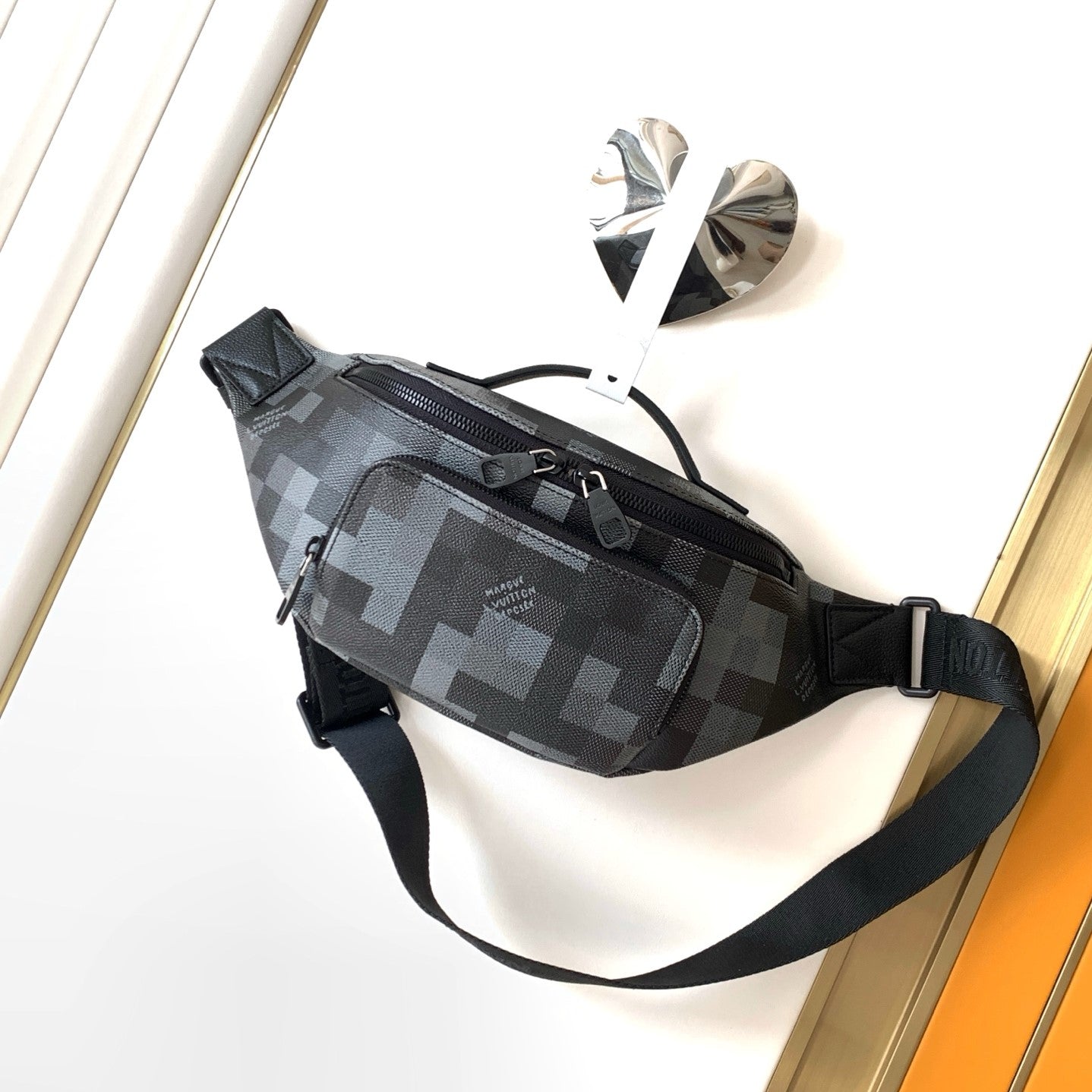 LV M14920 Rush Bumbag Black Damoflage Black Canvas & Cowhide mysite