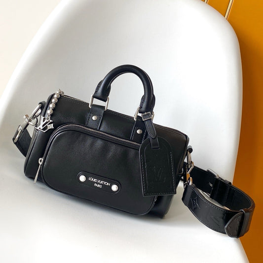 LV M13988 Keepall Bandoulière Cargo 25 Black Caflskin Sliver HW mysite