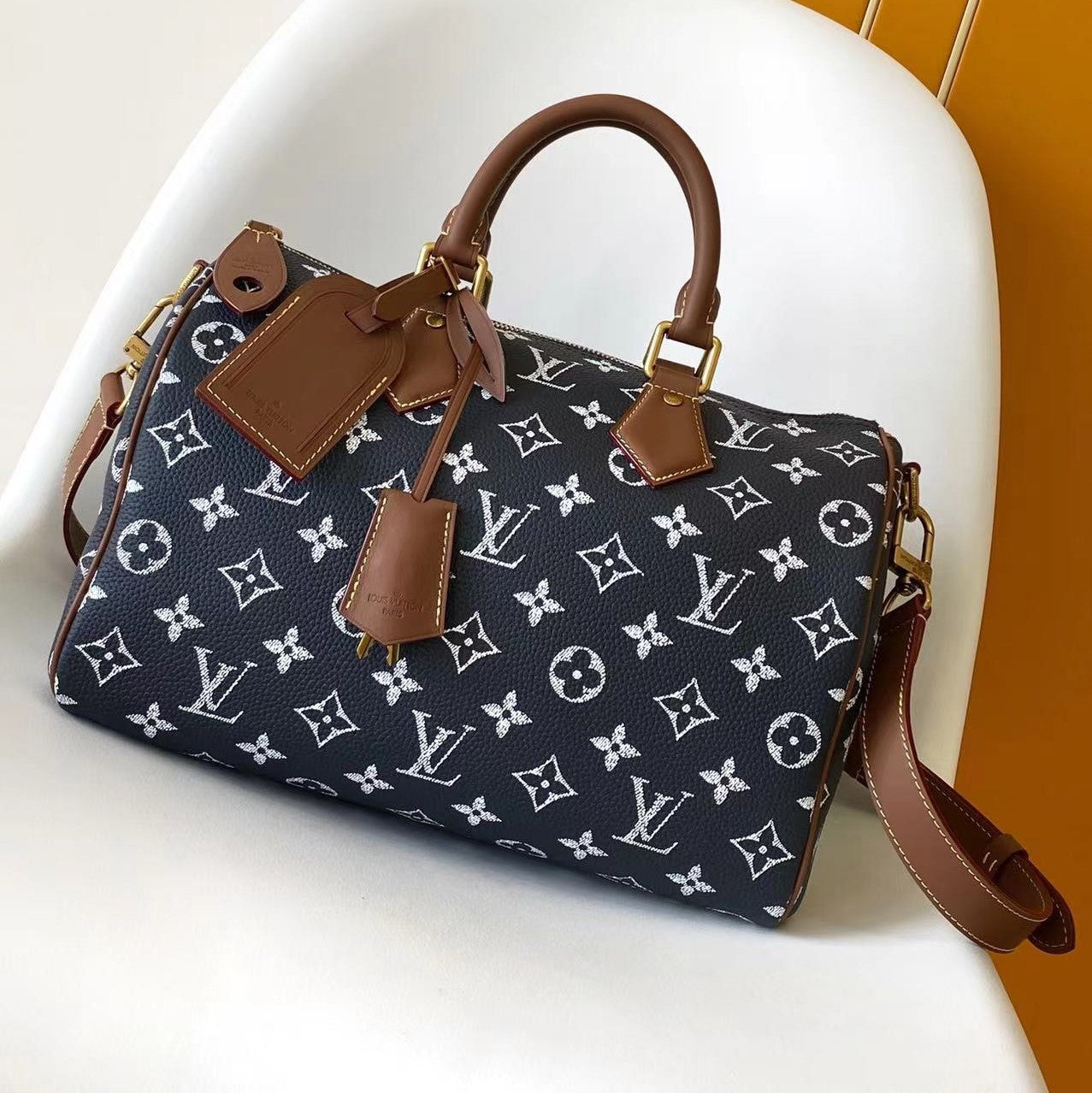 LV Speedy Bandoulière 30cm Indigo Blue Monogram Calfskin GHW mysite