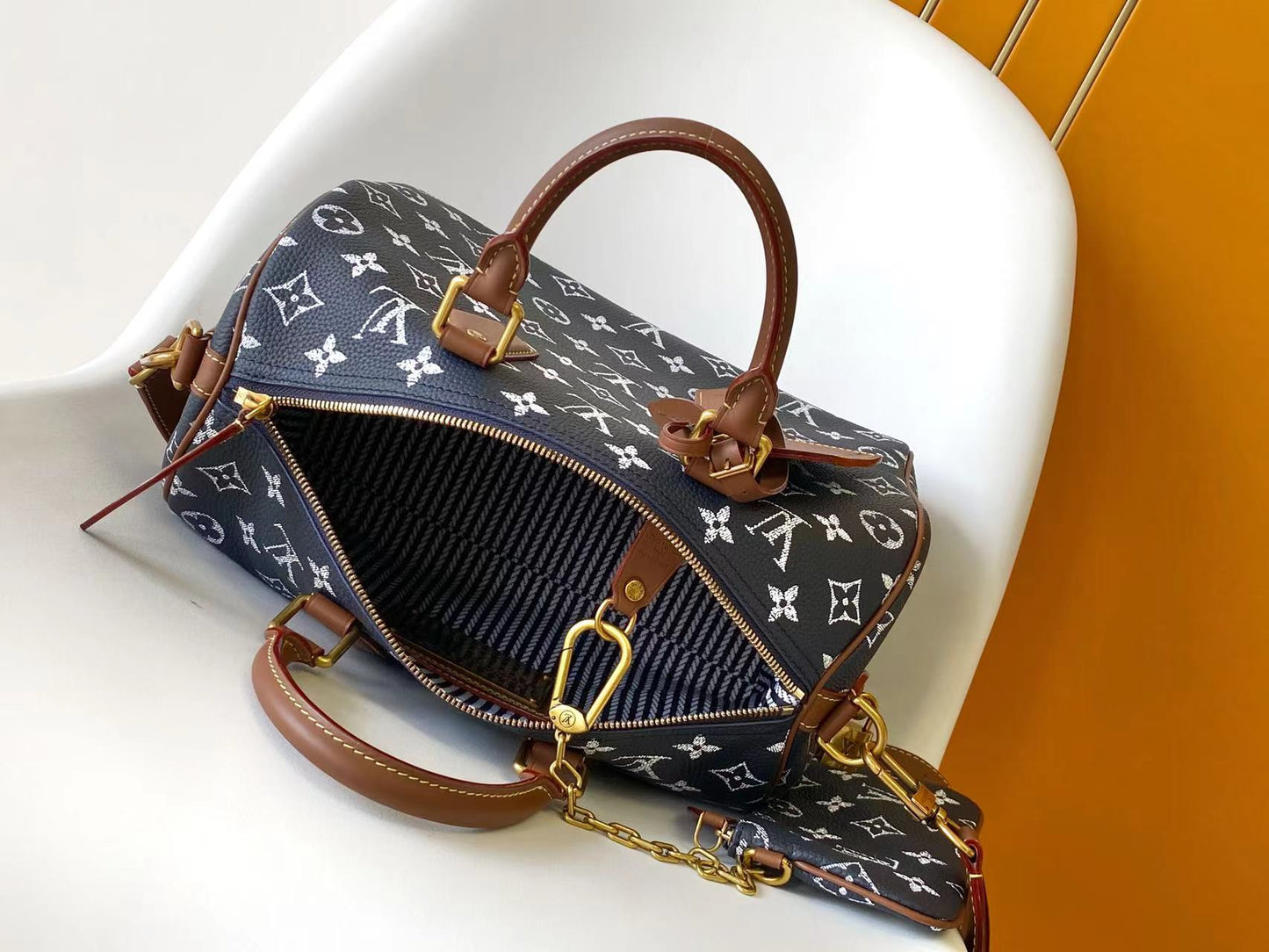 LV Speedy Bandoulière 30cm Indigo Blue Monogram Calfskin GHW mysite