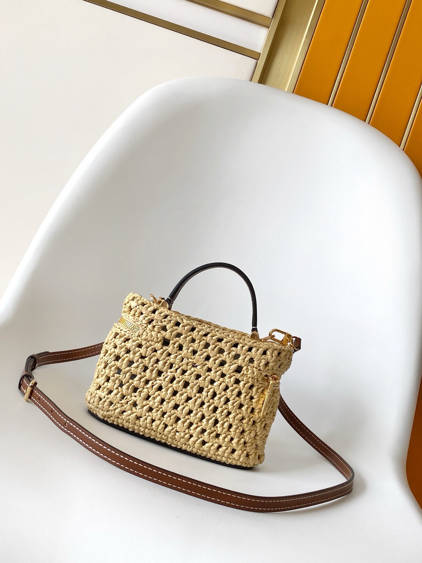 LV Vanity Chain Pouch 19cm Brown Raffia & Cowhide GHW mysite