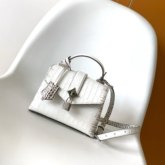 LV 25s Rose Des Vents Handbag 19cm White Crocodile Himalaya Metal HW mysite