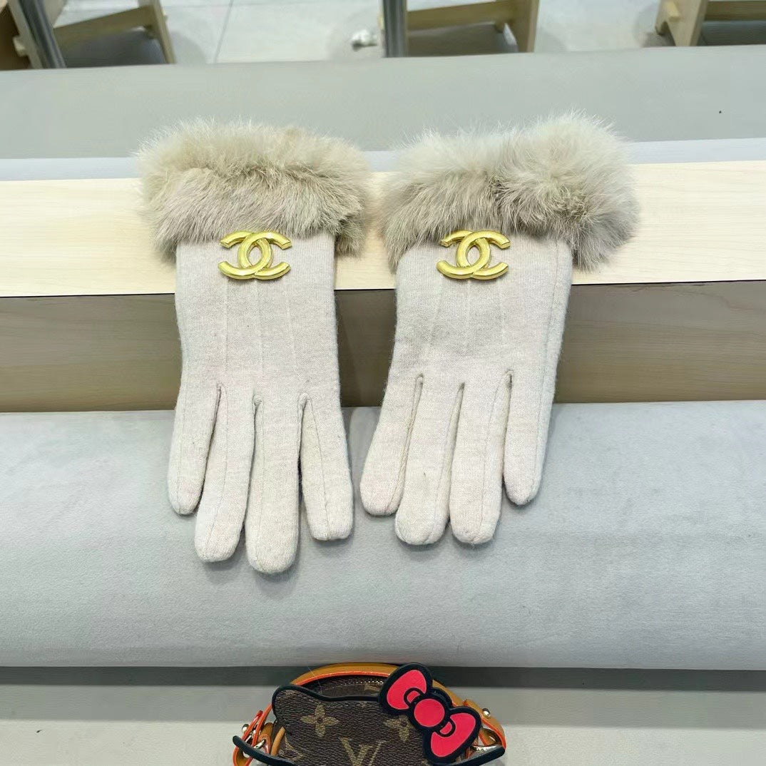 GLOVES IN PARCHMENT BEIGE WOOL AND RABBIT FUR 417169 mysite