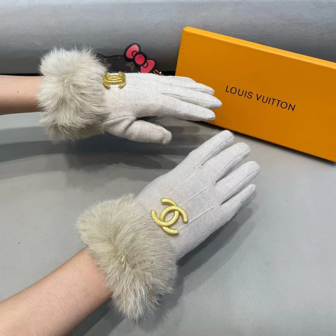 GLOVES IN PARCHMENT BEIGE WOOL AND RABBIT FUR 417169 mysite