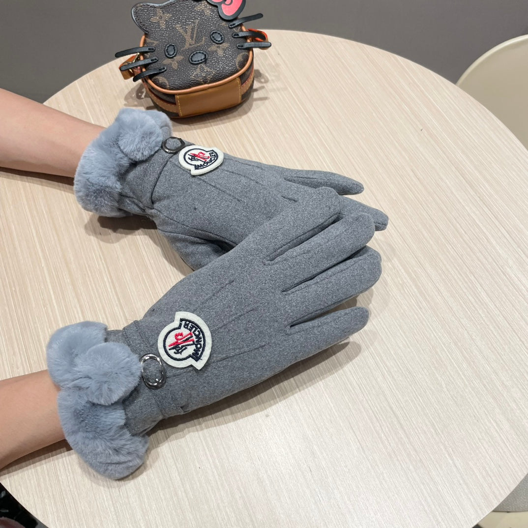 GLOVES IN COOL GRAY WOOL WITH RABBIT FUR 439080 mysite