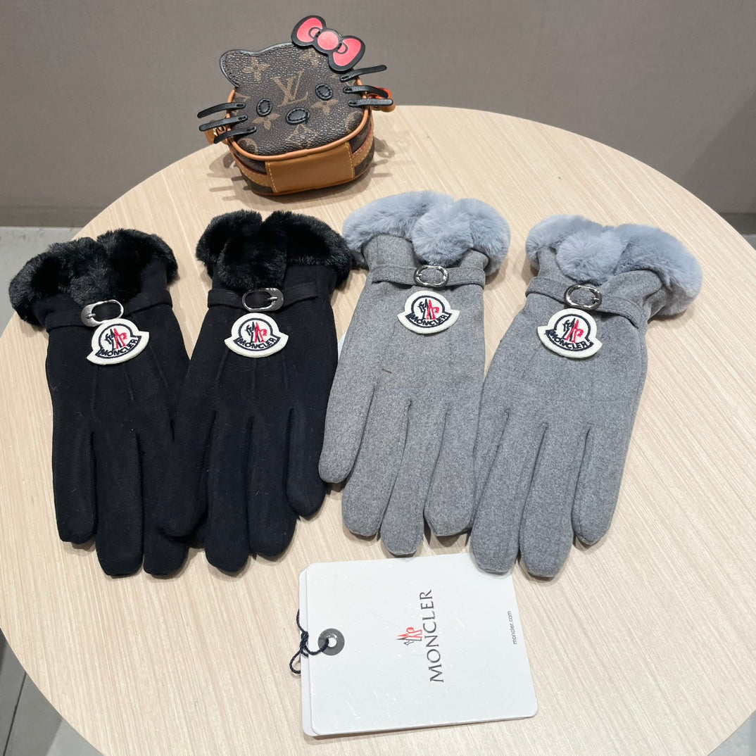 GLOVES IN COOL GRAY WOOL WITH RABBIT FUR 439080 mysite