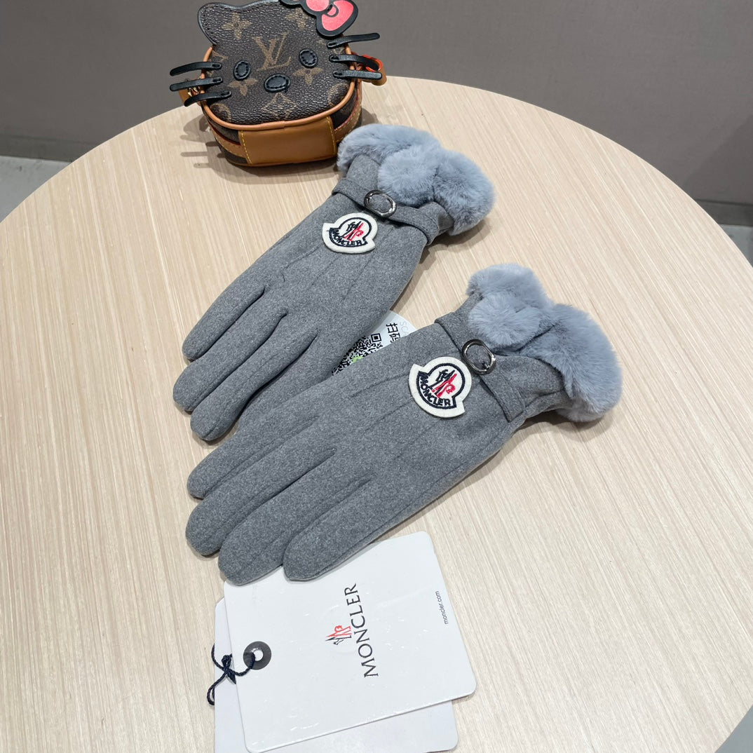 GLOVES IN COOL GRAY WOOL WITH RABBIT FUR 439080 mysite