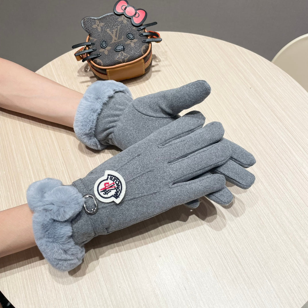 GLOVES IN COOL GRAY WOOL WITH RABBIT FUR 439080 mysite